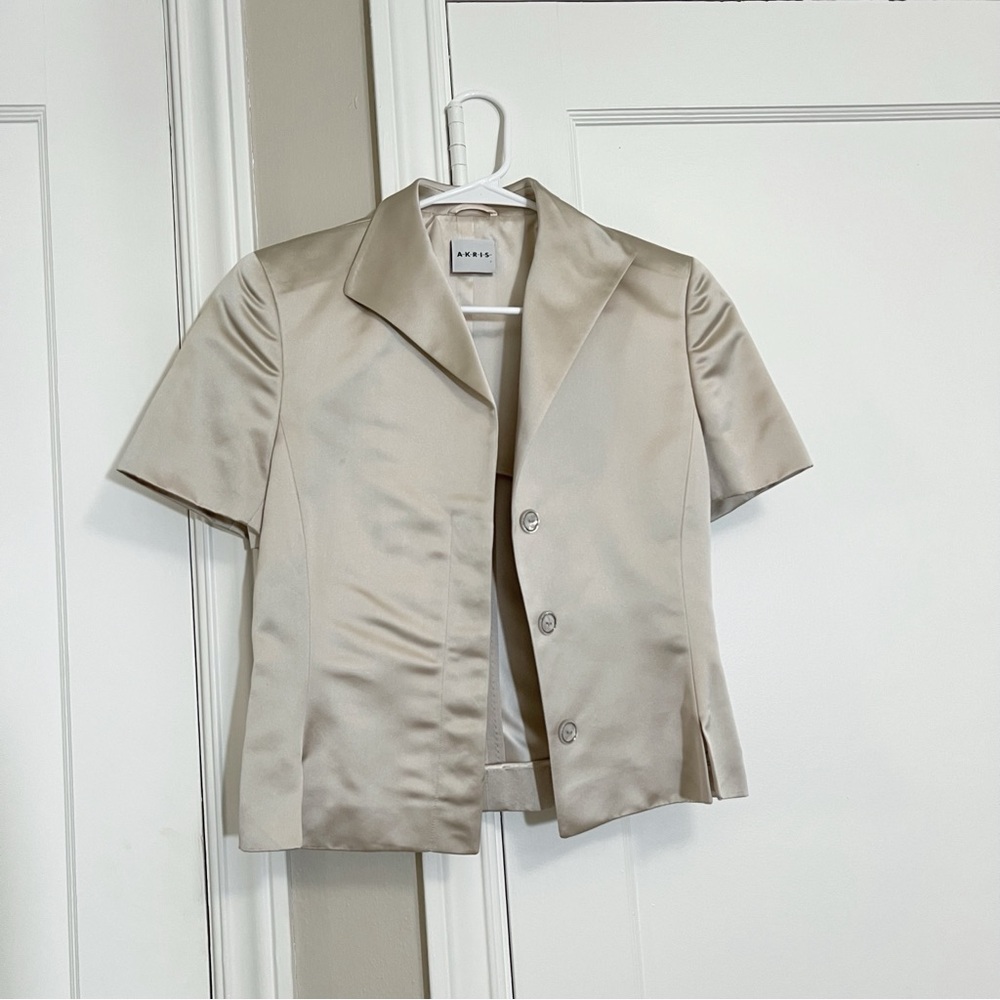 Akris 100% Silk Short Sleeve Blazer Jacket
